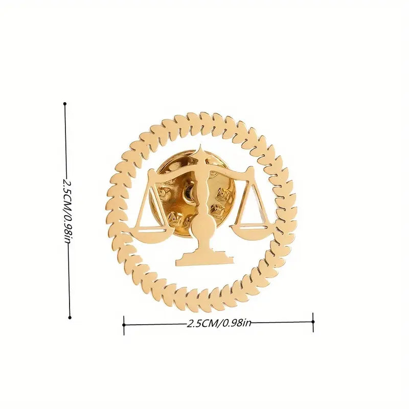 Justice Scale Brooch Lapel Pin for Lawyers & Judges