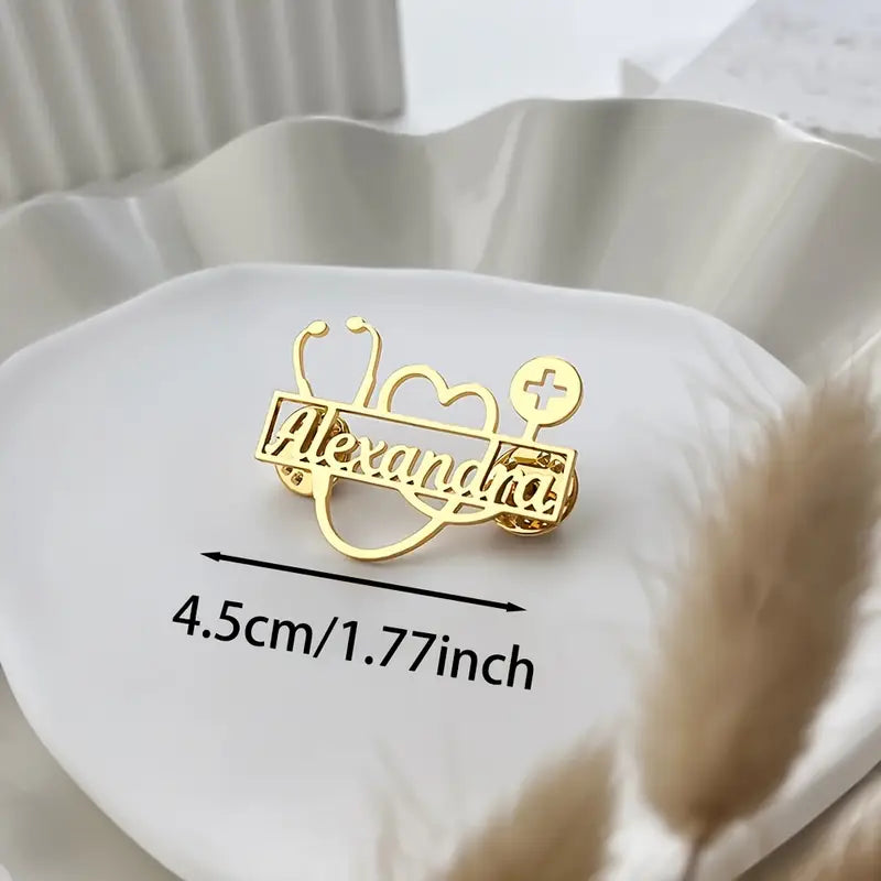 Personalized Name Stethoscope Brooch