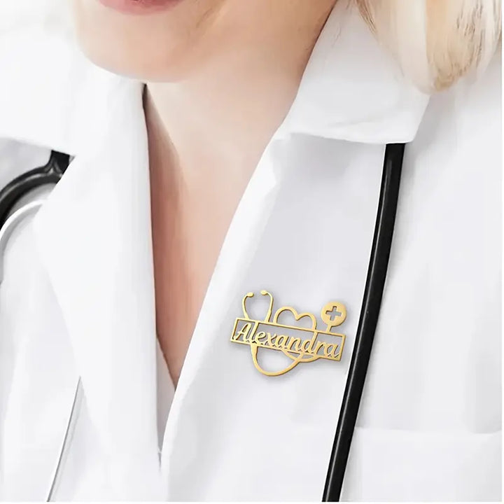 Personalized Name Stethoscope Brooch