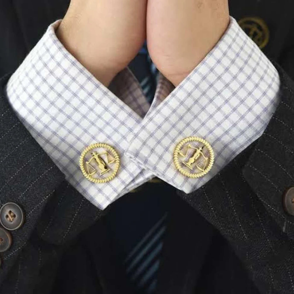 Justice Emblem Combo, Cufflinks, Long Lapel Pin , Tie Pin