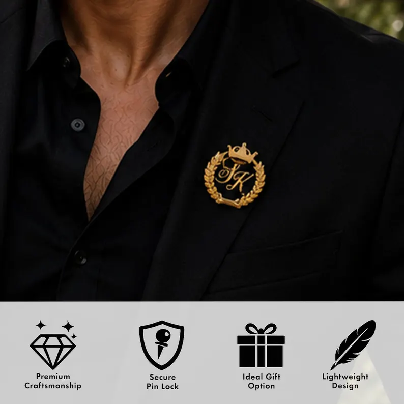 Custom Initial Crown Brooch