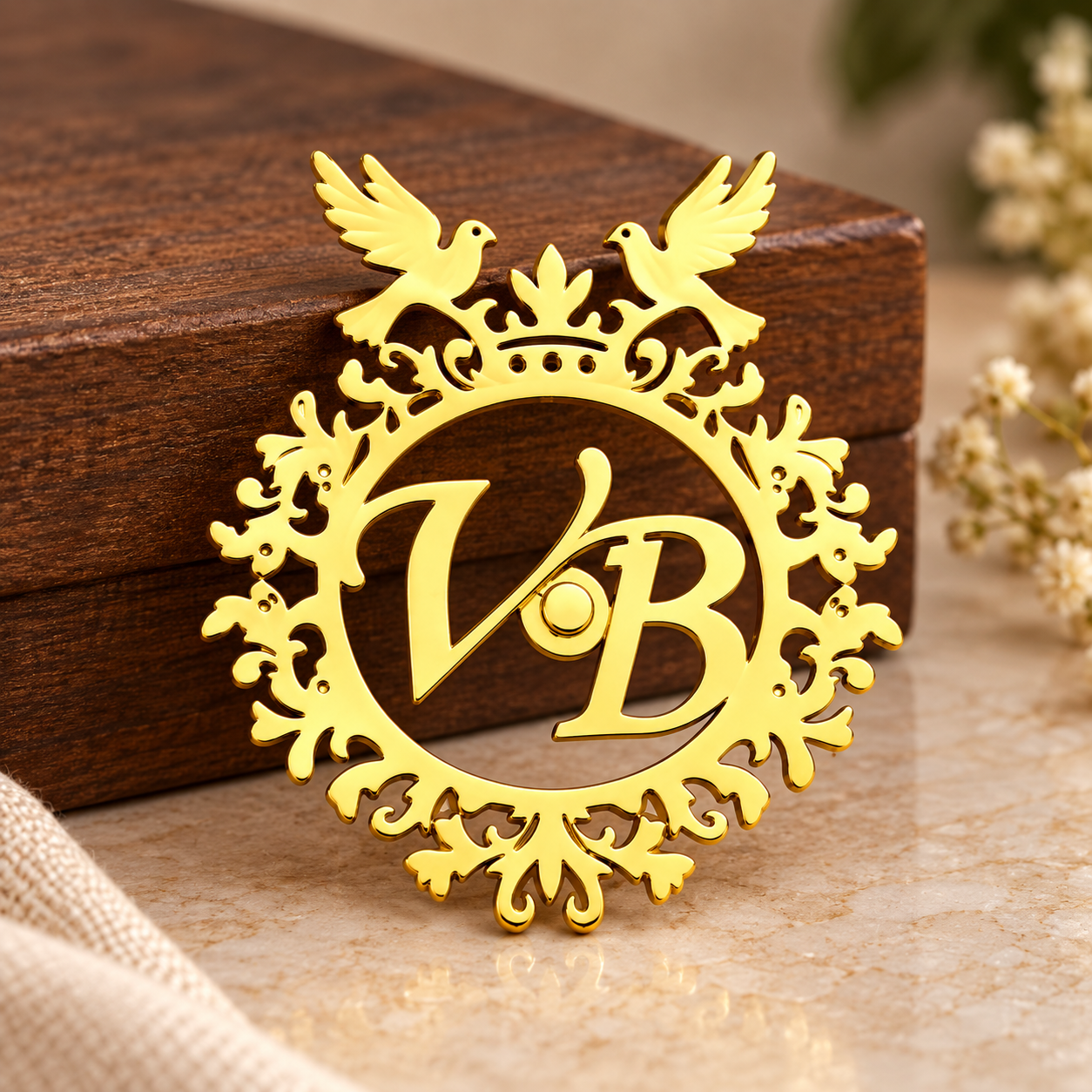 Custom Initials Wedding Brooch