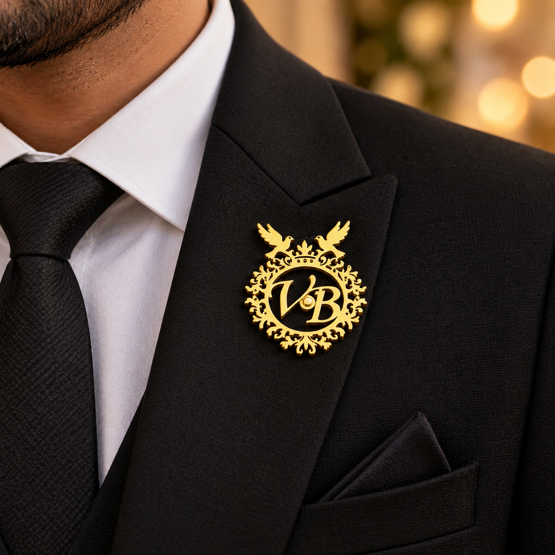 Custom Initials Wedding Brooch