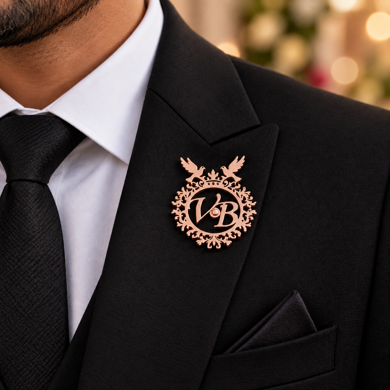 Custom Initials Wedding Brooch