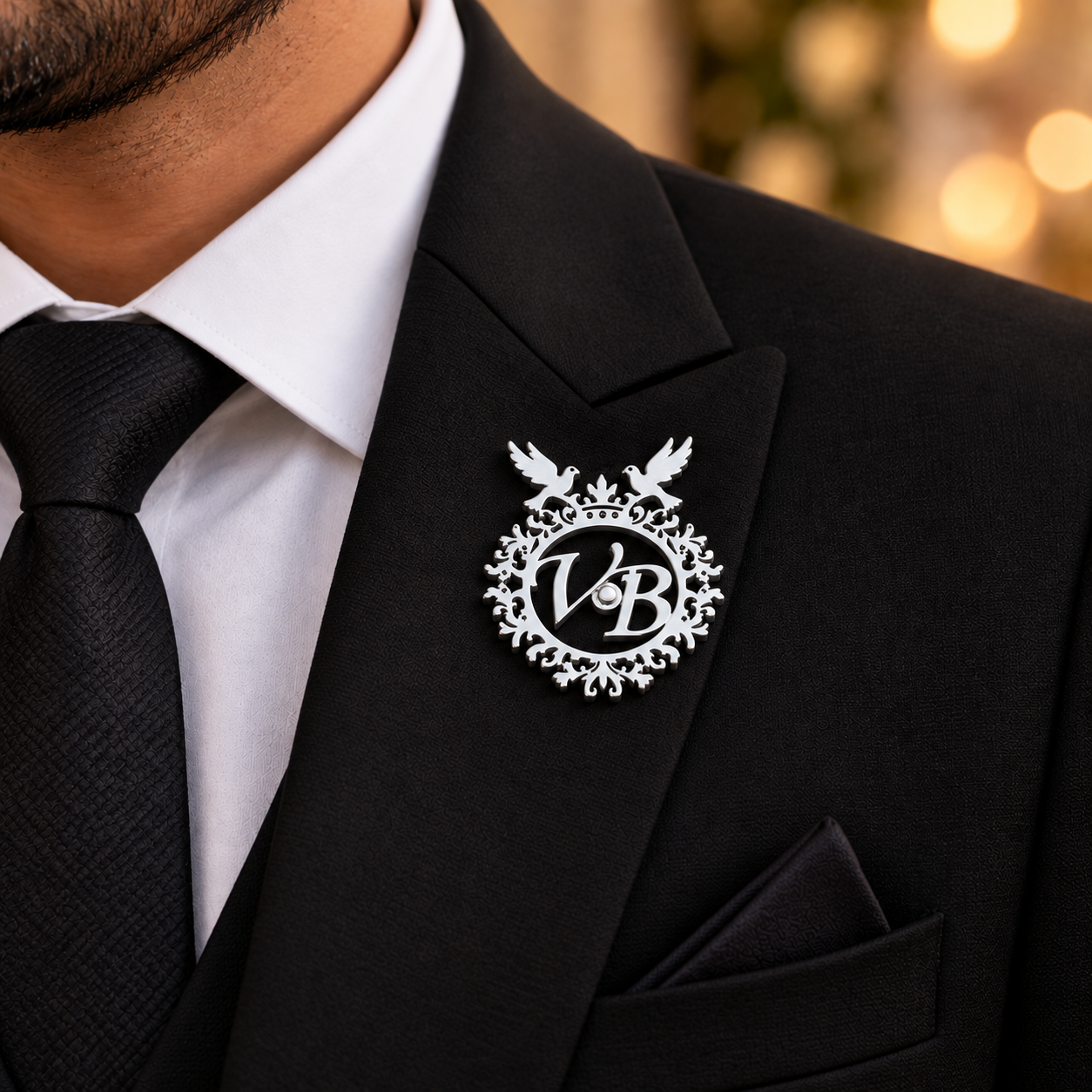 Custom Initials Wedding Brooch