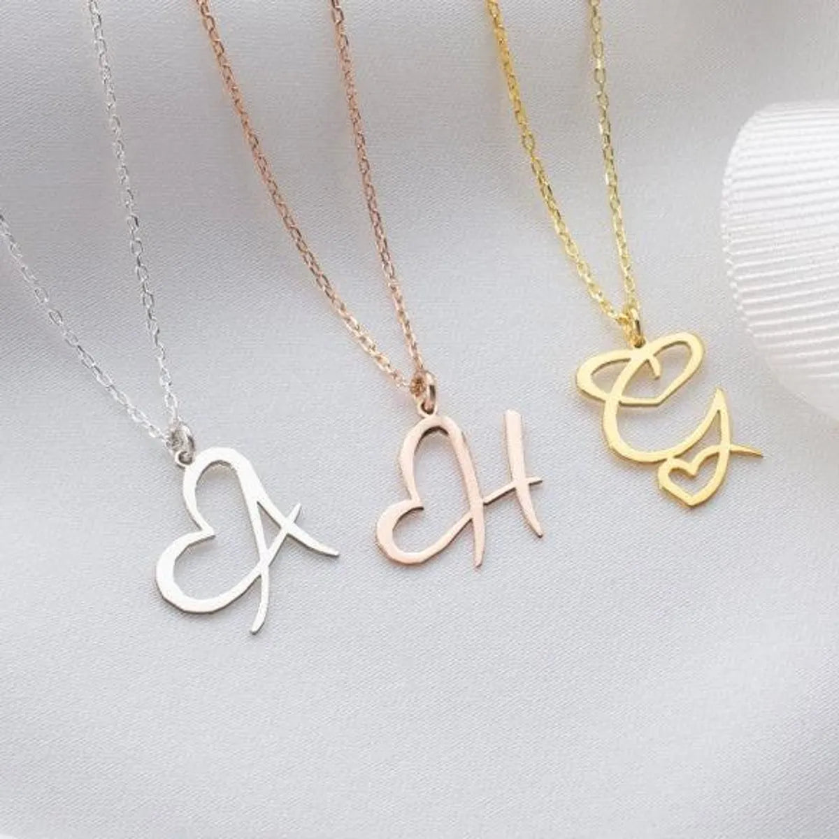 Initial Necklace With Heart