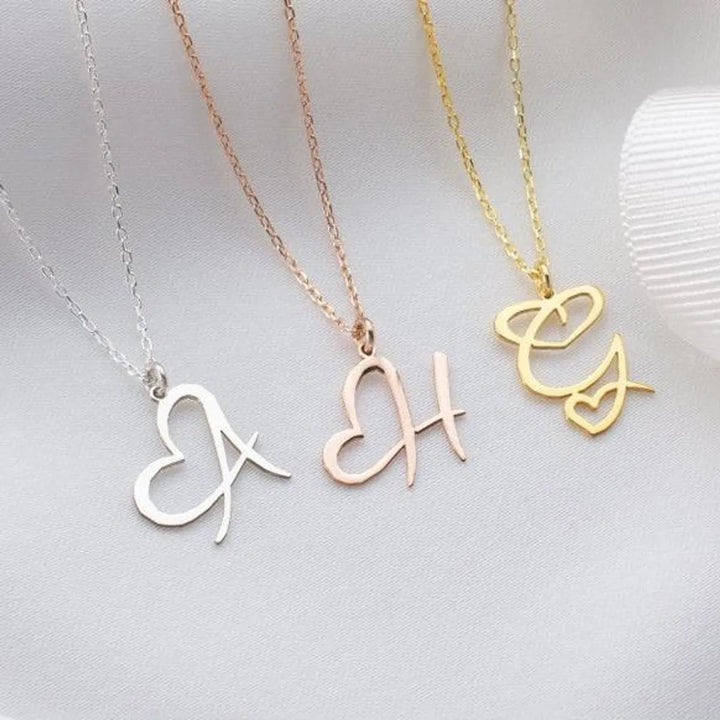 Initial Necklace With Heart