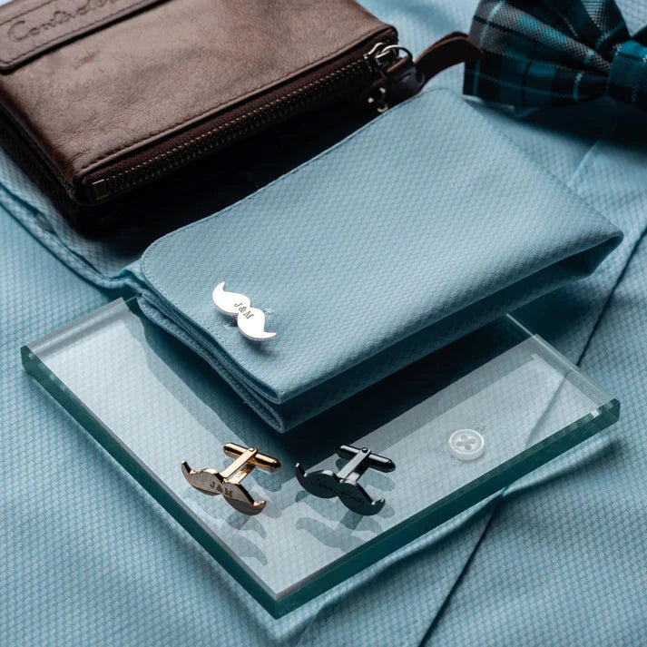 Mustache Name Engraved Cufflinks