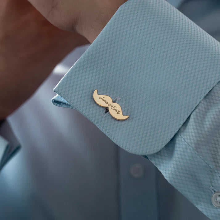 Mustache Name Engraved Cufflinks