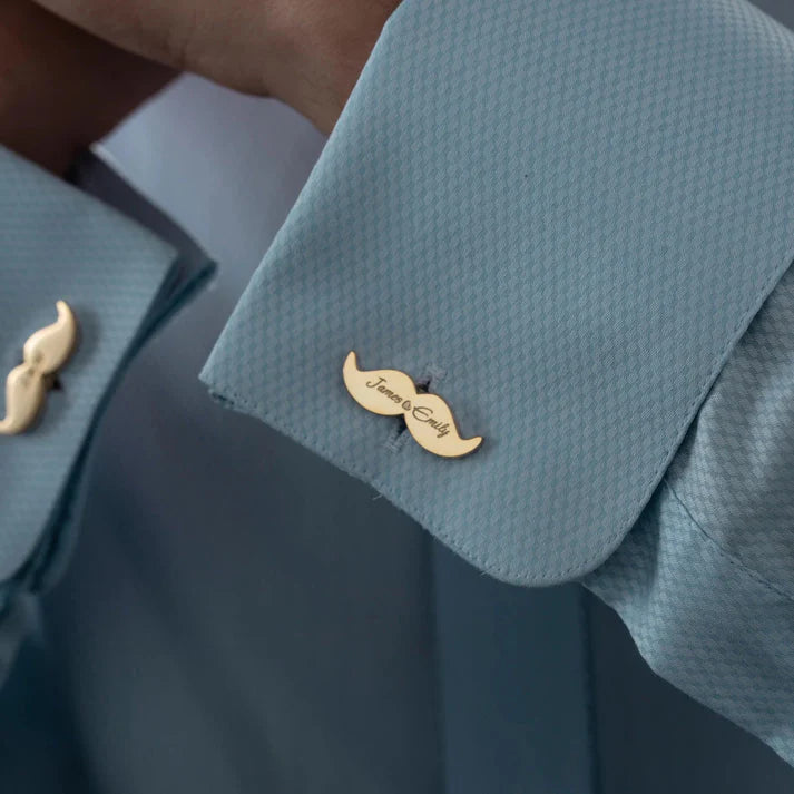 Mustache Name Engraved Cufflinks