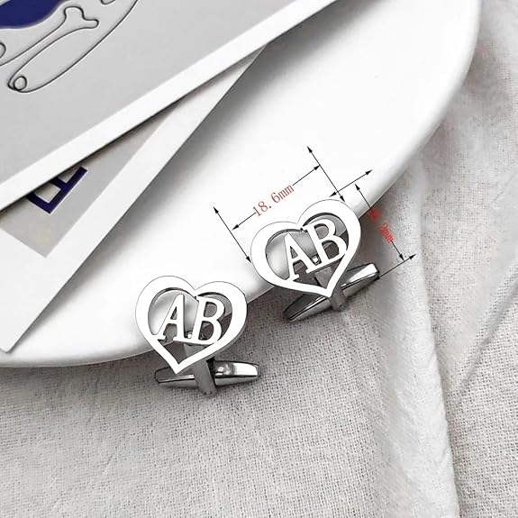 Personalized Heart Initial Cufflinks