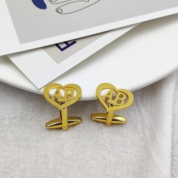 Personalized Heart Initial Cufflinks