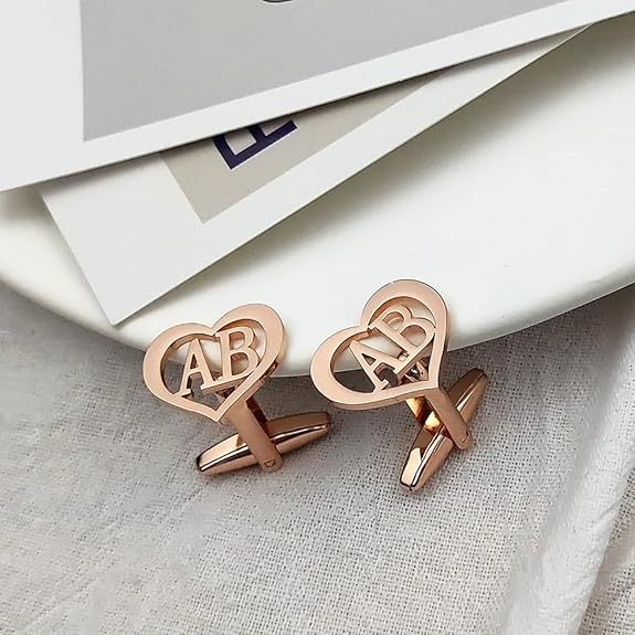 Personalized Heart Initial Cufflinks