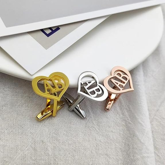 Personalized Heart Initial Cufflinks
