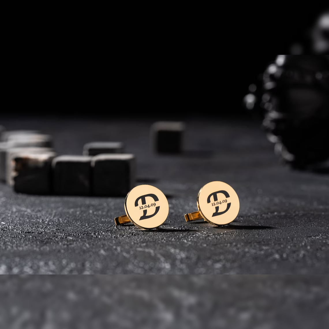 Personalized Monogram Cufflinks with Date