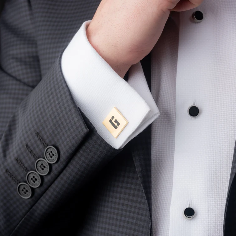 Personalized Engraved Initials Square Cufflinks