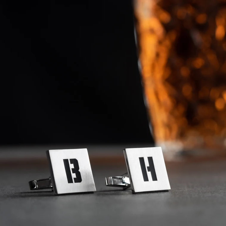 Personalized Engraved Initials Square Cufflinks