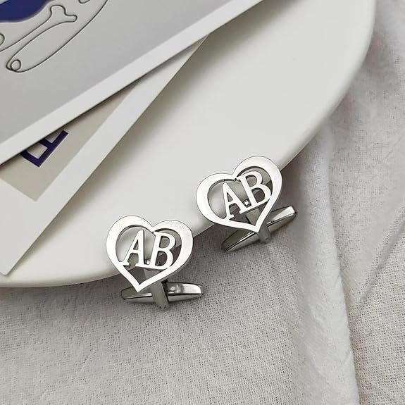 Personalized Heart Initial Cufflinks