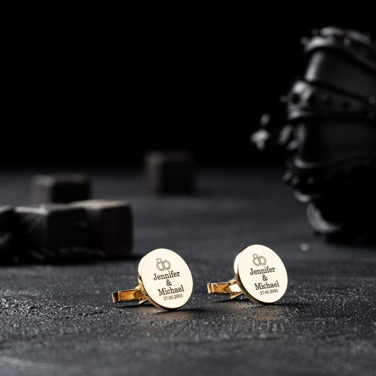Personalized Wedding Cufflinks with Date
