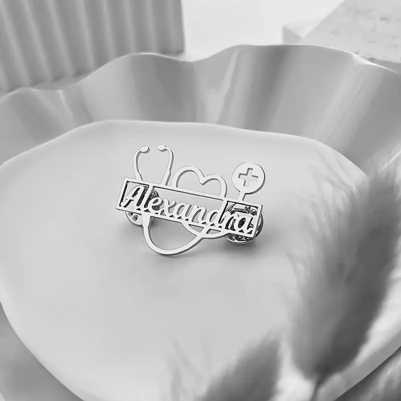 Personalized Name Stethoscope Brooch