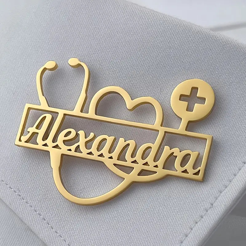 Personalized Name Stethoscope Brooch