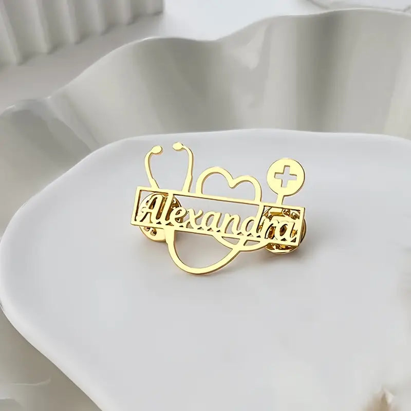 Personalized Name Stethoscope Brooch