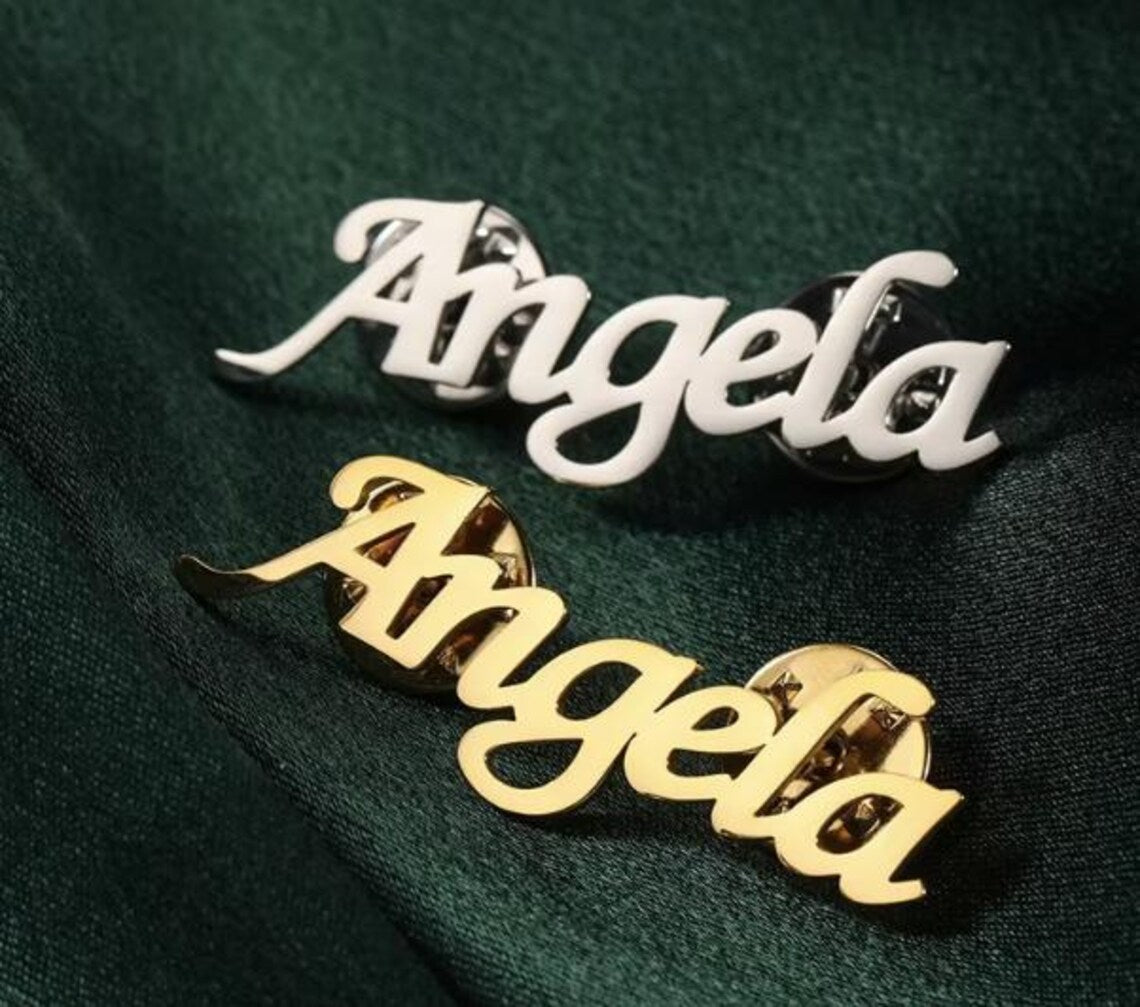 Personalised Name Lapel Pin Brooch for Men & Women