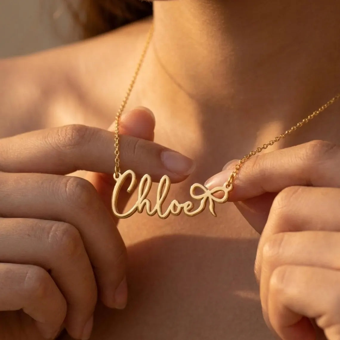 Personalised Bow Name Necklace