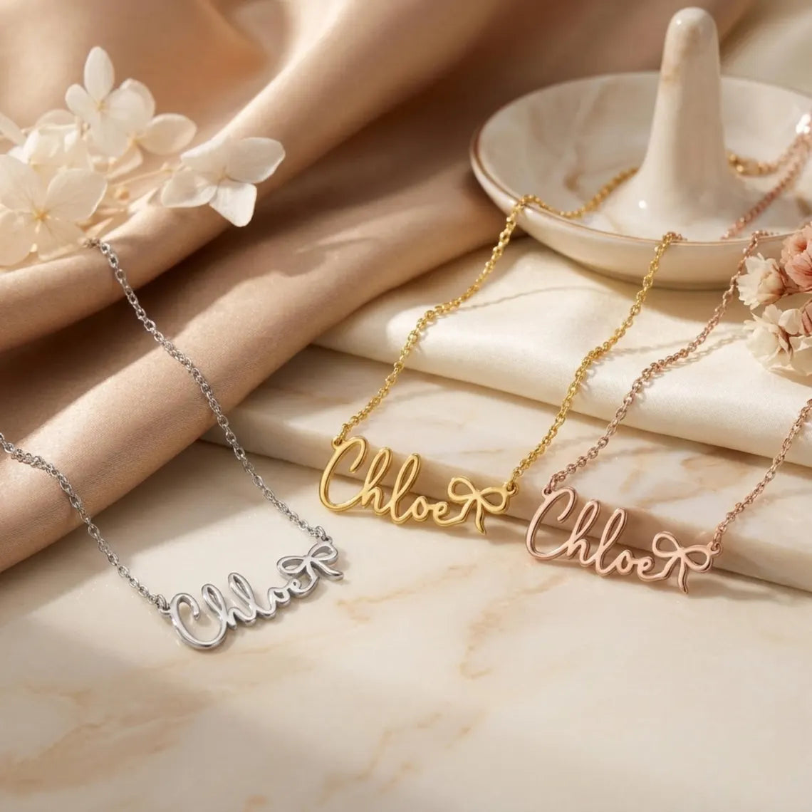 Personalised Bow Name Necklace