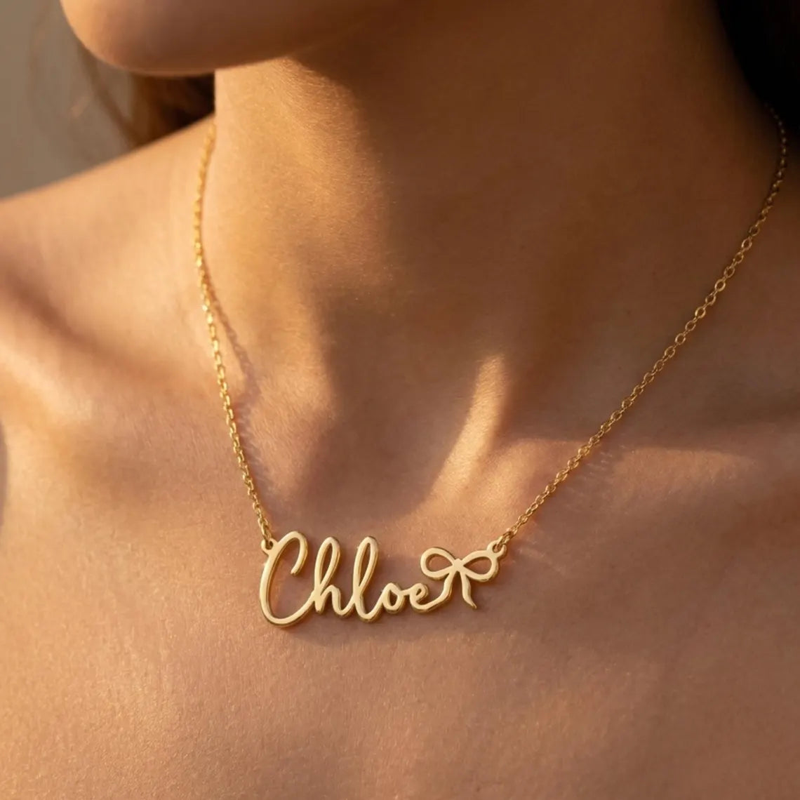Personalised Bow Name Necklace