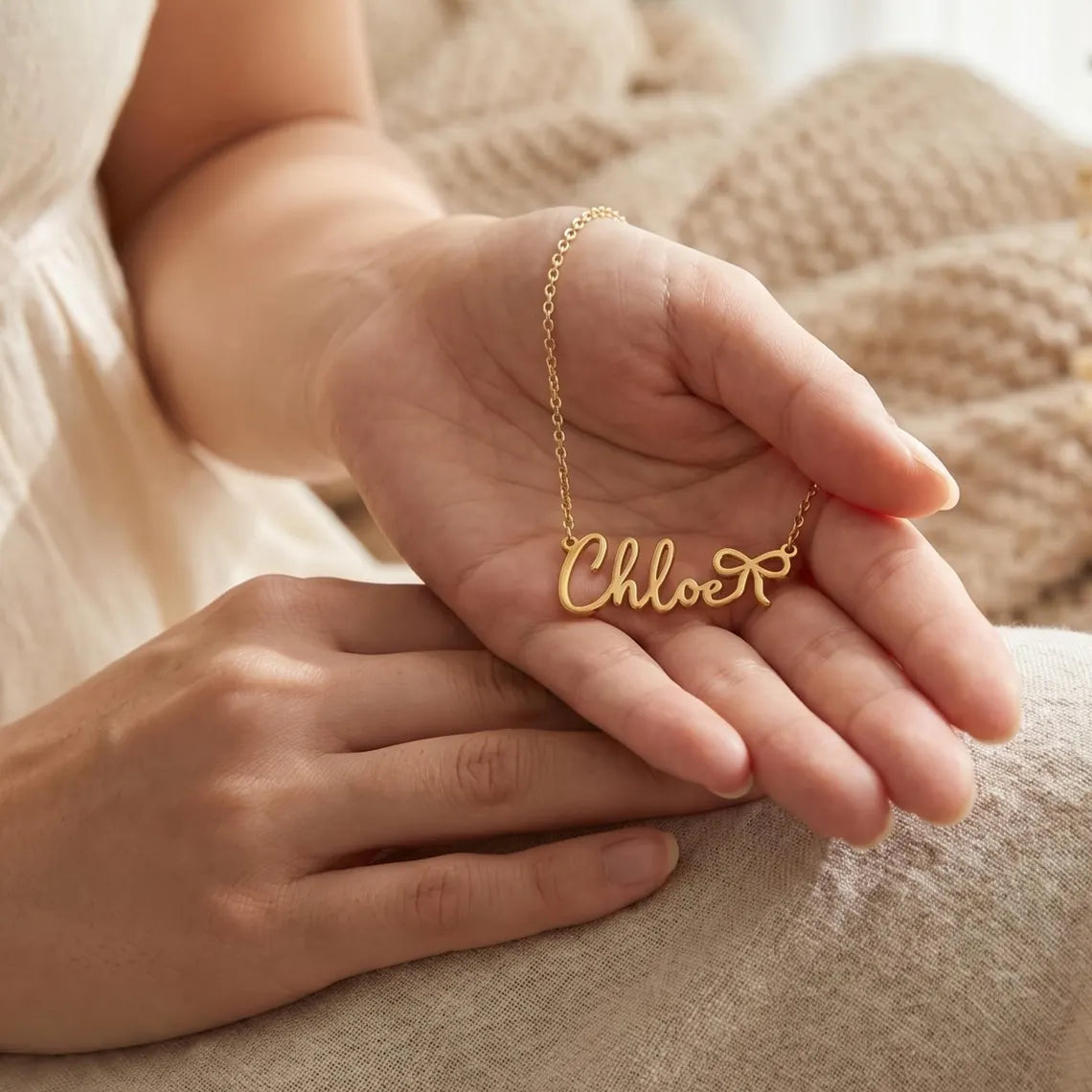 Personalised Bow Name Necklace