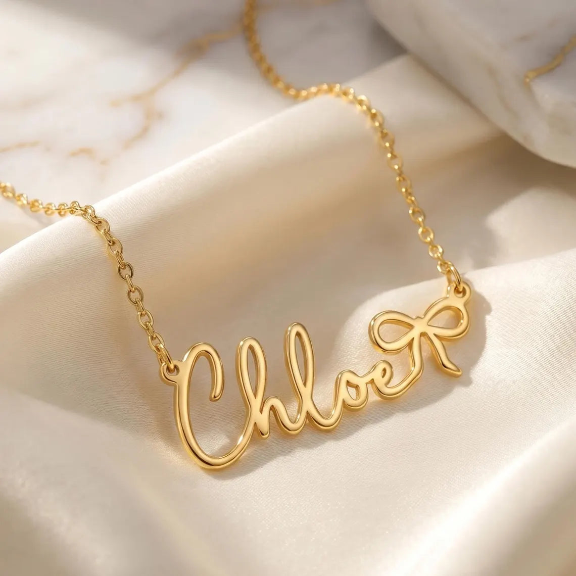 Personalised Bow Name Necklace