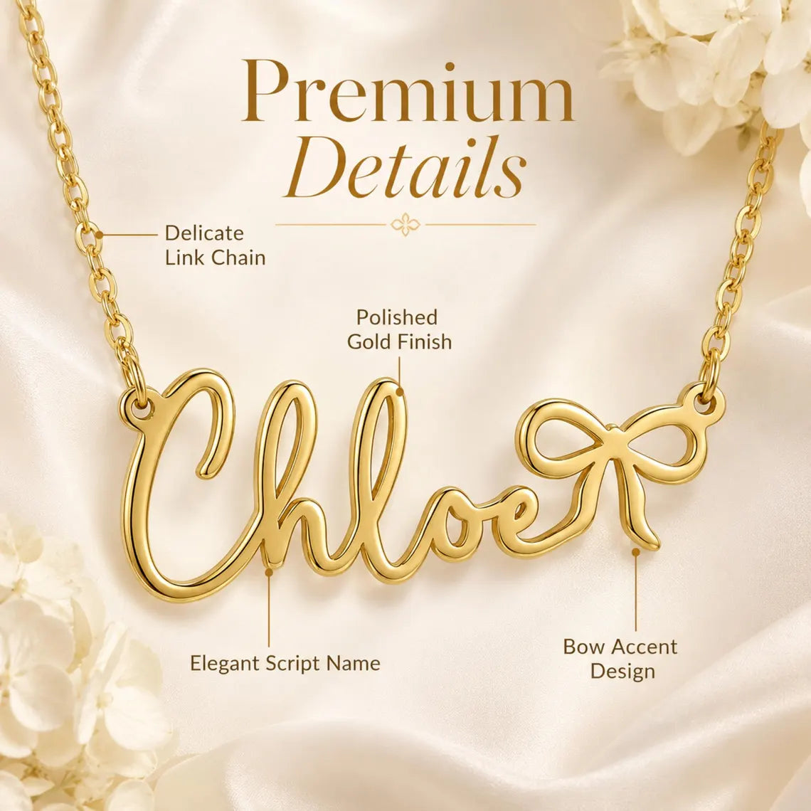 Personalised Bow Name Necklace