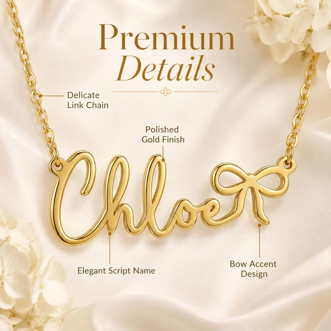 Personalised Bow Name Necklace