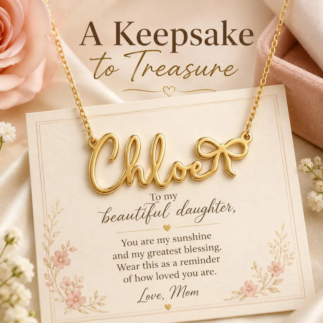 Personalised Bow Name Necklace