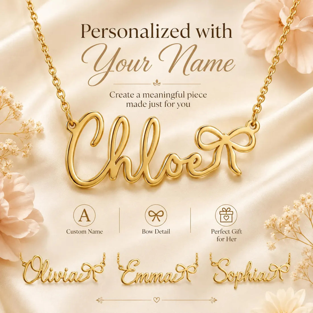 Personalised Bow Name Necklace