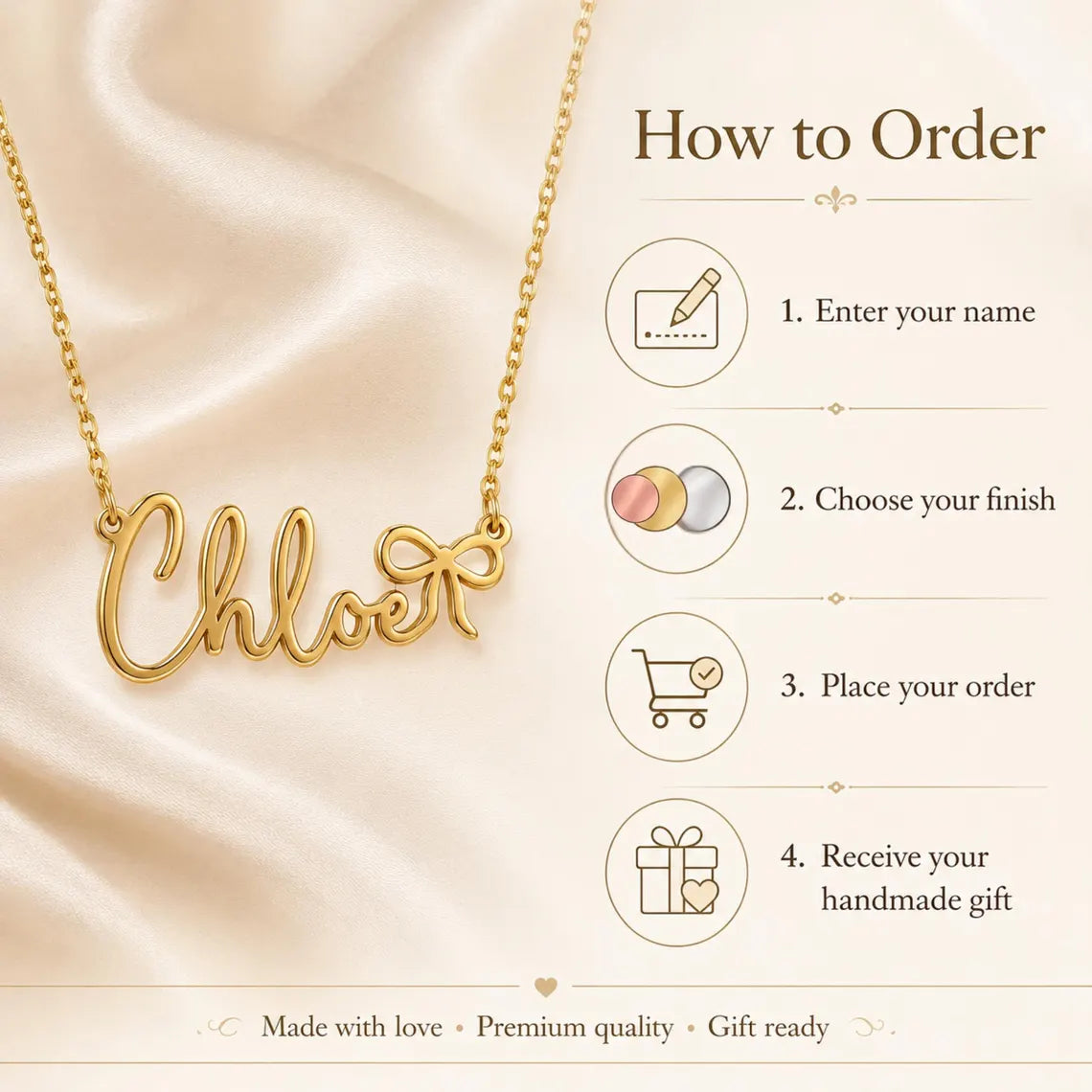 Personalised Bow Name Necklace