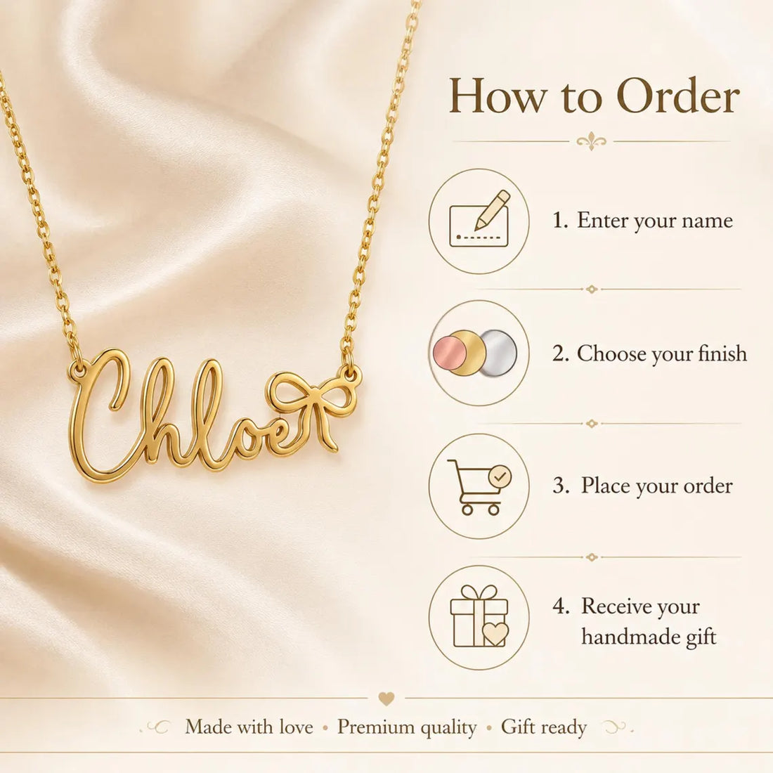 Personalised Bow Name Necklace