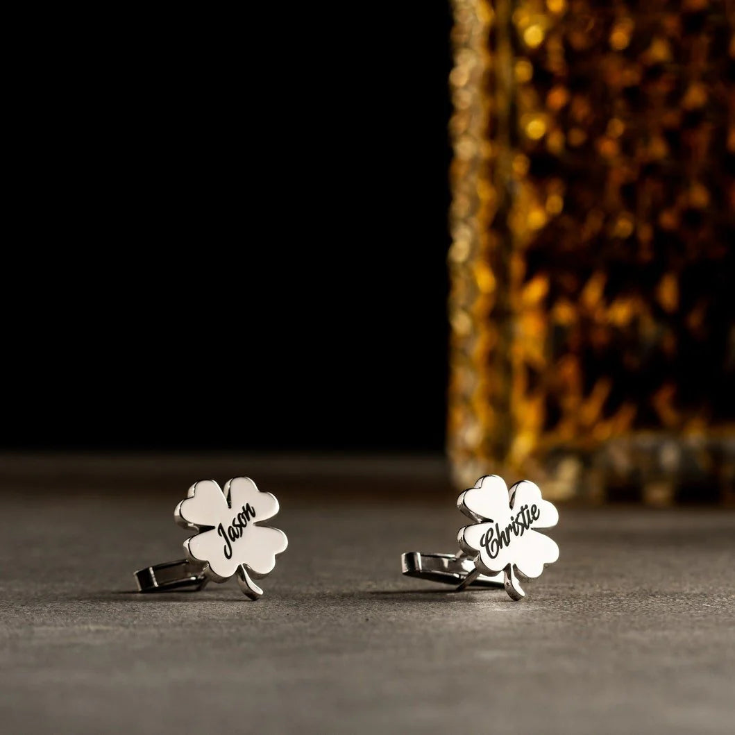 Personalized Four Leaf Name Cufflink