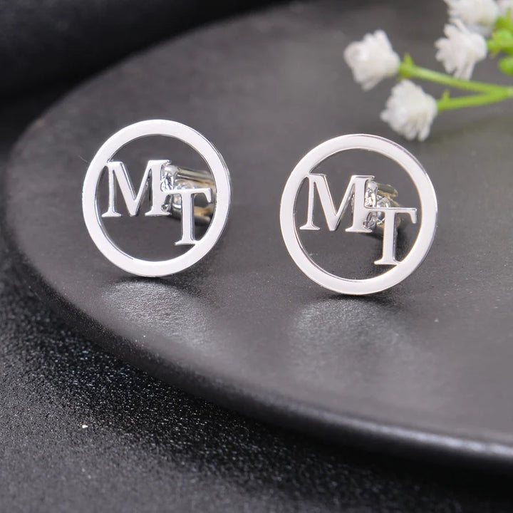 Personalized Initial Cufflinks in Round Design