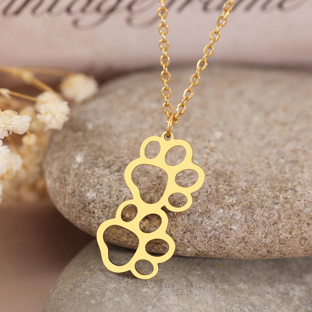 Double Panda Footprint Necklace