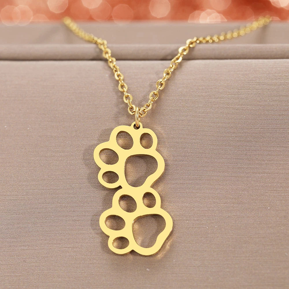 Double Panda Footprint Necklace